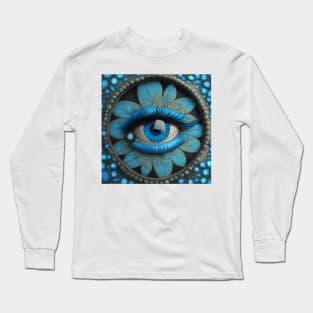 [AI Art] Eye Of Forget-Me-Not, Art Deco Style Long Sleeve T-Shirt